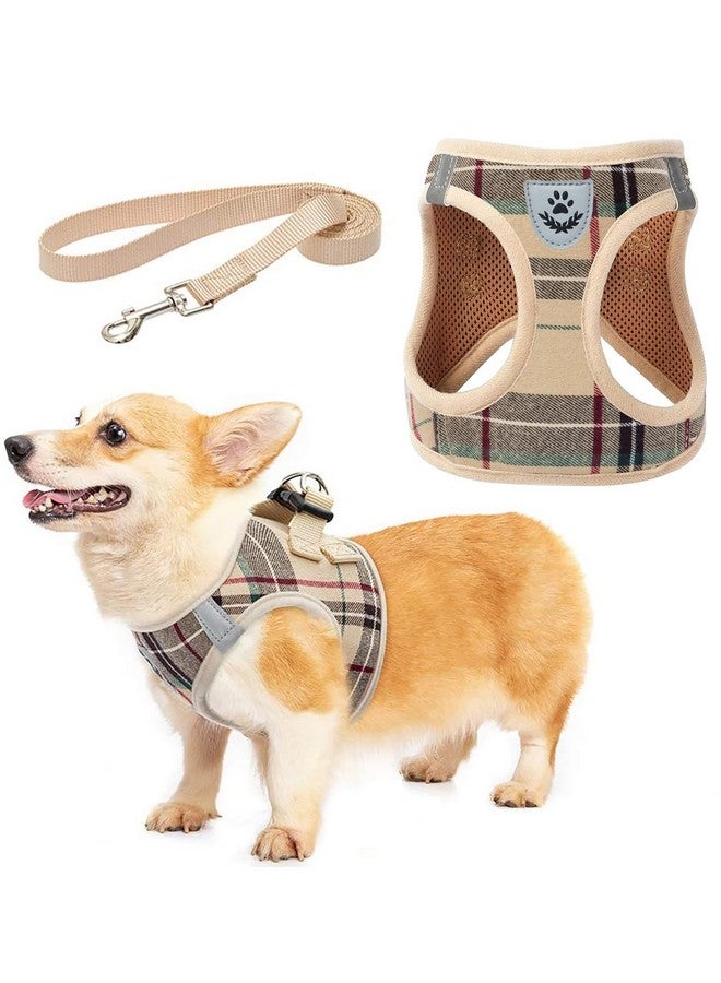 كولتيل طقم حزام ومقود للكلاب من KOOLTAIL مناسب للكلاب المتوسطة والكبيرة، حزام شبكي ناعم للكلاب مريح ومبطن، سترة للحيوانات الأليفة، عاكس قابل للتعديل، سهل المشي، لتدريب الجراء والقطط، لون بيج منقوش، مقاس كبير - Image 1