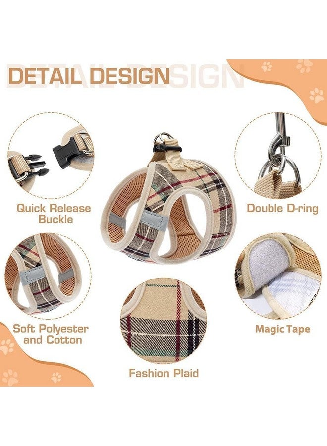 كولتيل طقم حزام ومقود للكلاب من KOOLTAIL مناسب للكلاب المتوسطة والكبيرة، حزام شبكي ناعم للكلاب مريح ومبطن، سترة للحيوانات الأليفة، عاكس قابل للتعديل، سهل المشي، لتدريب الجراء والقطط، لون بيج منقوش، مقاس كبير - Image 2