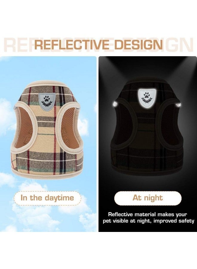 كولتيل طقم حزام ومقود للكلاب من KOOLTAIL مناسب للكلاب المتوسطة والكبيرة، حزام شبكي ناعم للكلاب مريح ومبطن، سترة للحيوانات الأليفة، عاكس قابل للتعديل، سهل المشي، لتدريب الجراء والقطط، لون بيج منقوش، مقاس كبير - Image 5