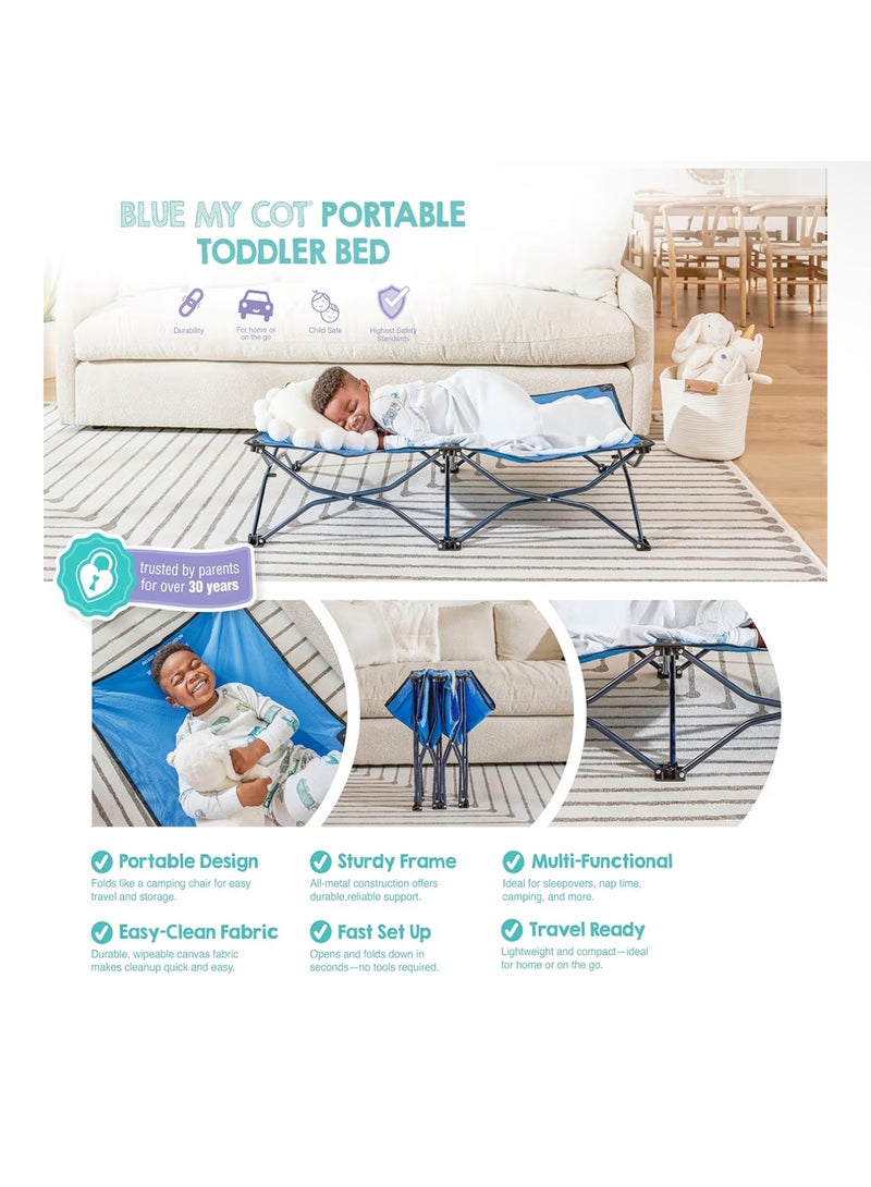 Regalo My Cot Portable Toddler Bed, Includes Fitted Sheet, Royal Blue - Image 2