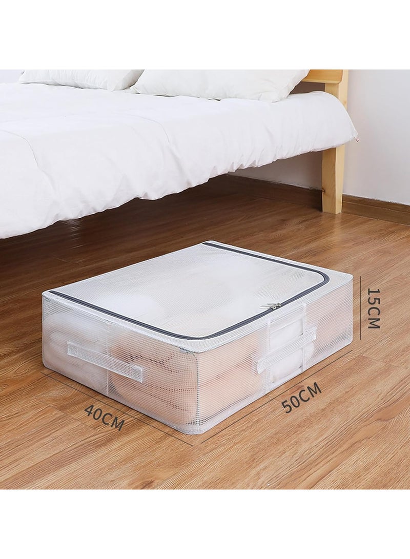 رات سو تحت سرير التخزين صندوق صندوق مطوية حقيبة مع مقبض مقوى نافذة خالية خالية حاوية تخزين تحت السطح لمنظمي الأحذية للمدرسة المنزلية -30L. - Image 2