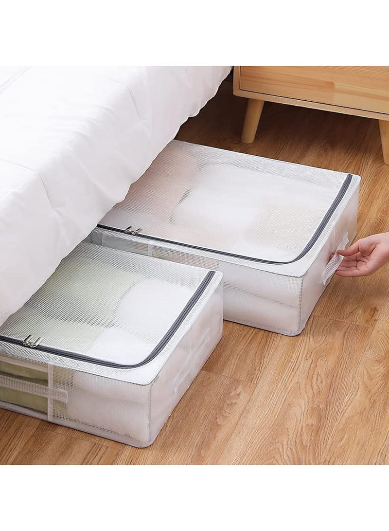 رات سو تحت سرير التخزين صندوق صندوق مطوية حقيبة مع مقبض مقوى نافذة خالية خالية حاوية تخزين تحت السطح لمنظمي الأحذية للمدرسة المنزلية -30L. - Image 1
