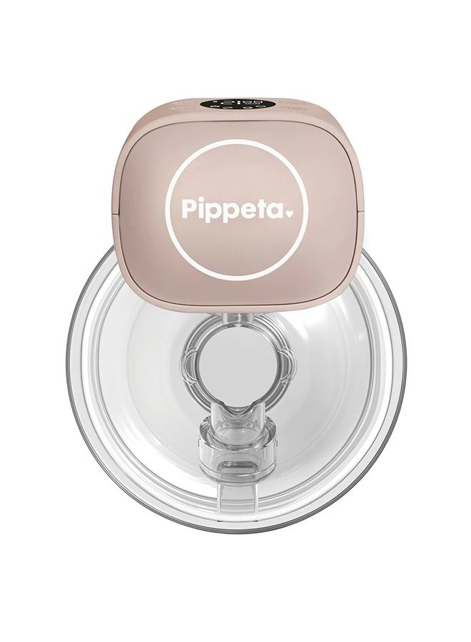 Pippeta مضخة ثدي بدون استخدام اليدين، قابلة للارتداء، لاسلكية وهادئة، 4 أوضاع و12 مستوى شفط، شاشة LED، مضادة للارتجاع، سعة 180 مل، خالية من BPA، قابلة للشحن عبر USB، مضخة رضاعة محمولة، وردي رمادي - Image 1