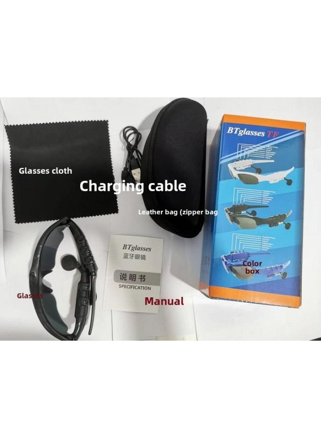 Polarized Sun Bluetooth Glasses Sunglasses Glasses Headset Listening To Music Headset Multifunctional Headset-Color:Black (with Glasses Bag Color Box) - Image 1