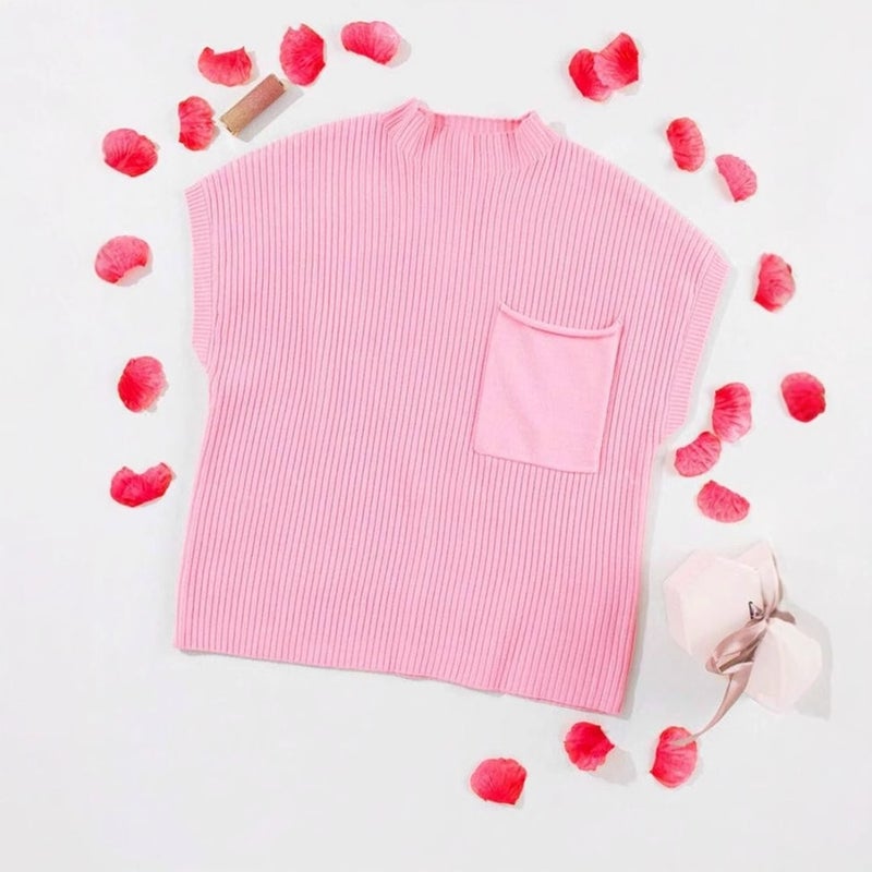 Women's Sleeveless Knitted Sweater Vest with Pockets - Image 3