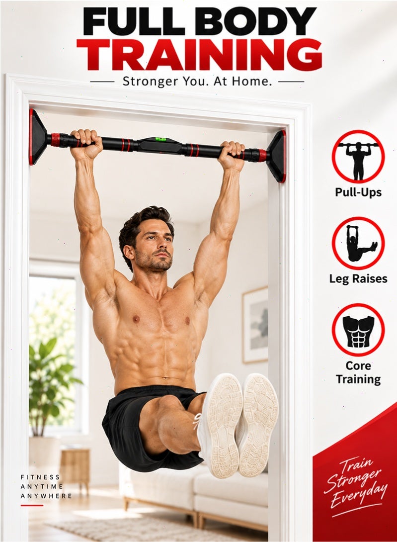Topyich No‑Drill Doorway Pull‑Up Bar, Adjustable Home Gym Chin‑Up Bar with Built‑in Level, Secure Lock Anti‑Slip Pads for Upper Body Exercise - Image 1