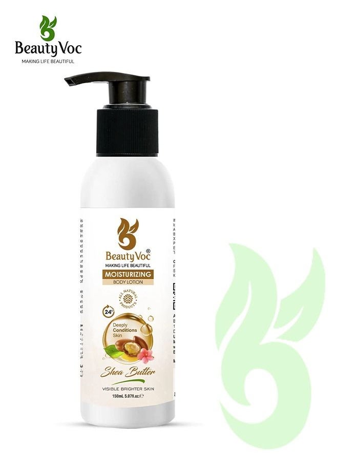 BEAUTY VOC 150ml Shea Butter Body Lotion, Deep Moisturization for Smooth, Supple and Revitalized Skin with Rapid Absorption, Lasting Hydration and Delightful Fragrance  - Image 1
