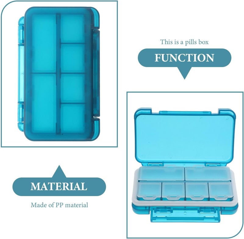 Small Travel Pill Organizer Case, Portable Weekly Medicine Holder with Sealing Lid, Compact Emerald Pill Box for Daily Medication and Vitamins Storage - Image 3
