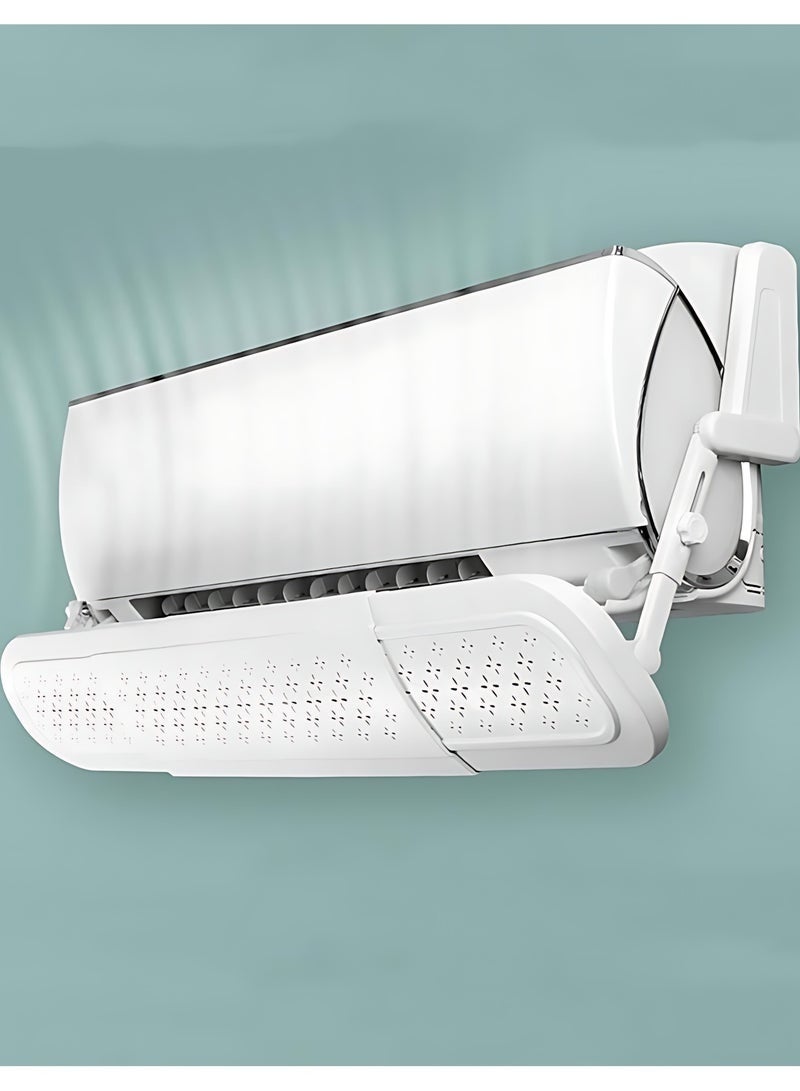 عاكس هواء مكيف الهواء، عاكس تدفق هواء منقسم قابل للتعديل، يمنع نفخ الهواء المباشر، عاكس هواء مكيف الهواء قابل للسحب، مناسب للمنزل والمكتب (أبيض، MKS159) - Image 1