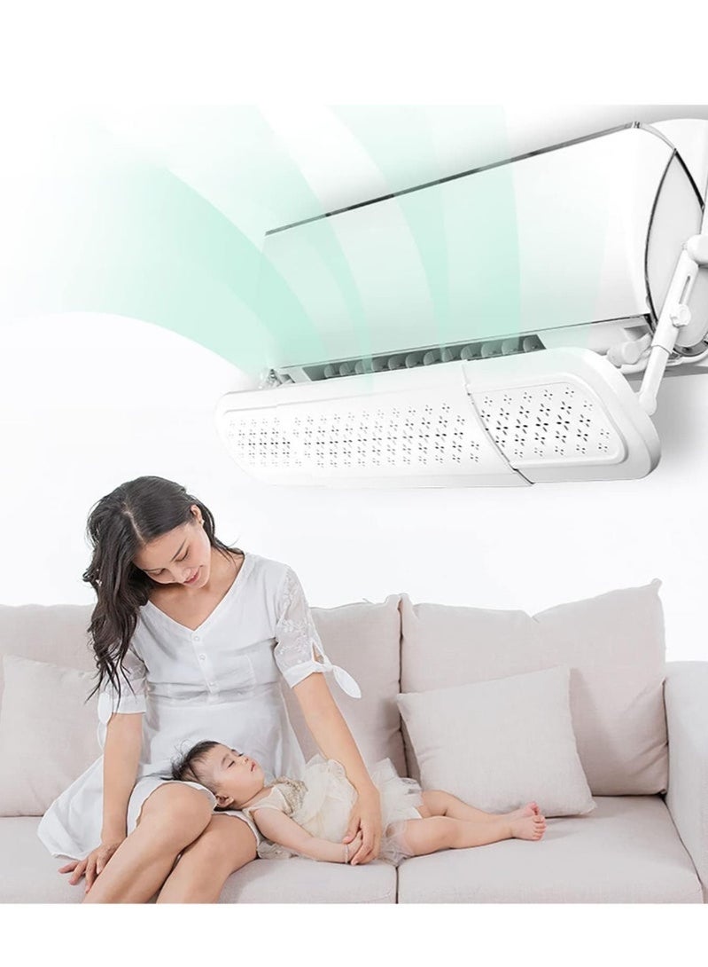 عاكس هواء مكيف الهواء، عاكس تدفق هواء منقسم قابل للتعديل، يمنع نفخ الهواء المباشر، عاكس هواء مكيف الهواء قابل للسحب، مناسب للمنزل والمكتب (أبيض، MKS159) - Image 2