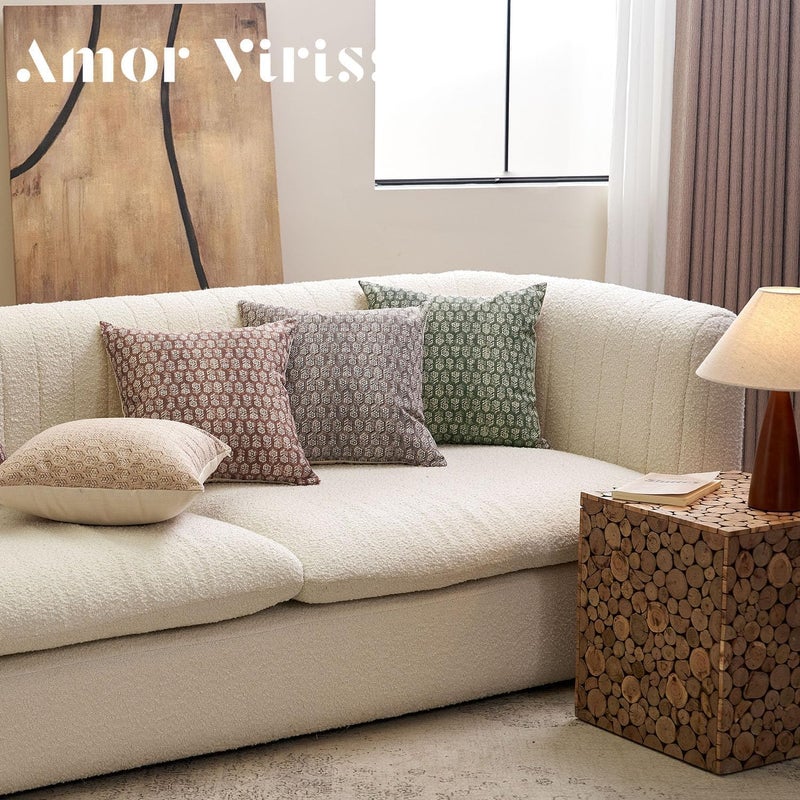 Amor Virisso 20x20 Pillow Covers Floral Pillow Covers Farmhouse Neutral Pillow Covers Decorative Pillows for Couch Accent Sofa Pillows 1PC, Cloud Cream - Image 5