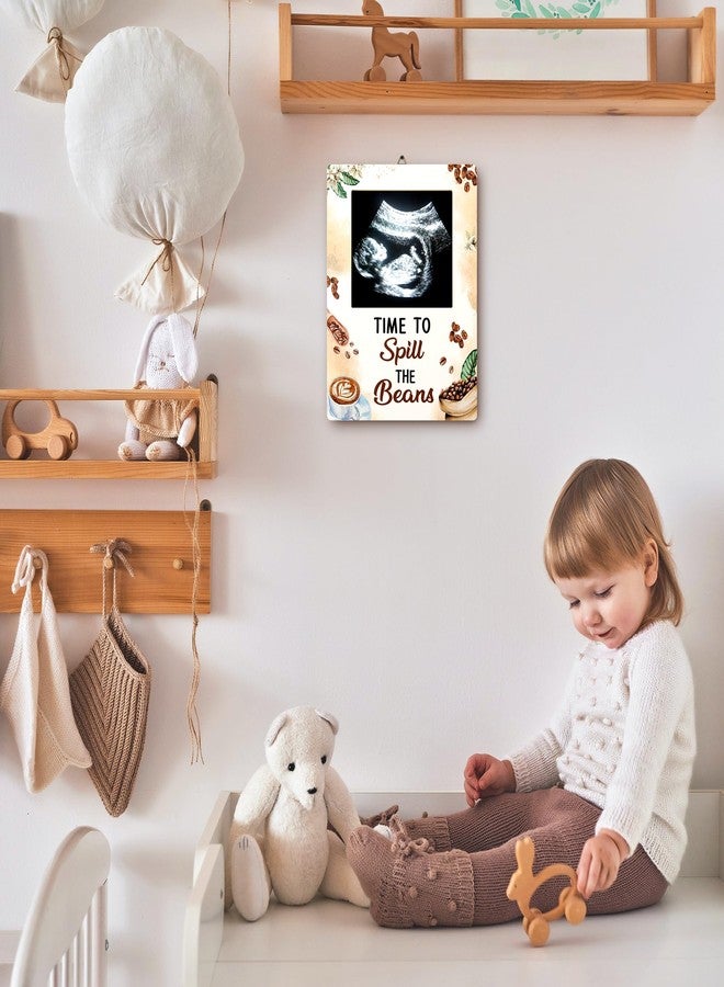 GROBRO7 Baby Sonogram Picture Frame - Coffee Baby Shower Sign Time to Spill the Beans Ultrasound Photos Frames Pregnancy Announcement Keepsake Gifts Gender Reveal Decorations for Expecting Parents - Image 5