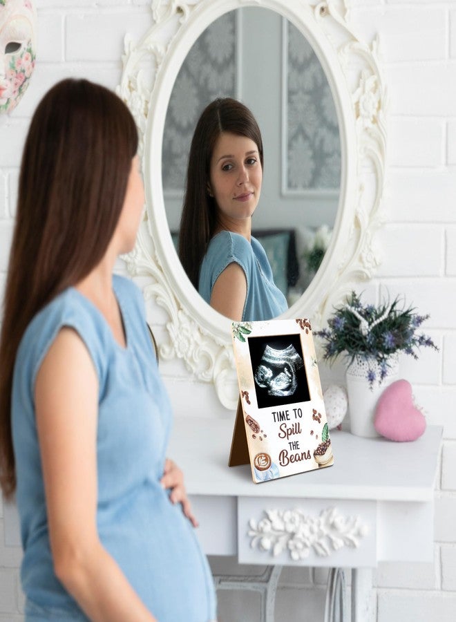 GROBRO7 Baby Sonogram Picture Frame - Coffee Baby Shower Sign Time to Spill the Beans Ultrasound Photos Frames Pregnancy Announcement Keepsake Gifts Gender Reveal Decorations for Expecting Parents - Image 3
