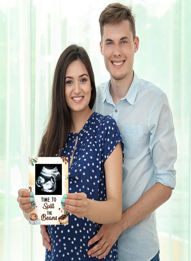 GROBRO7 Baby Sonogram Picture Frame - Coffee Baby Shower Sign Time to Spill the Beans Ultrasound Photos Frames Pregnancy Announcement Keepsake Gifts Gender Reveal Decorations for Expecting Parents - Image 4