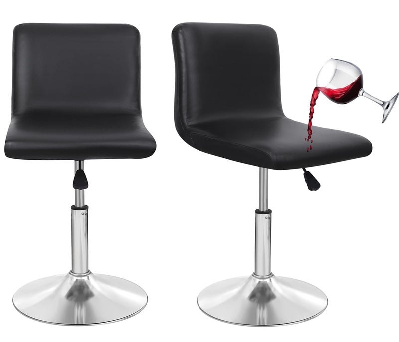 Deisy Dee Deisy Dee Waterproof Bar Stool Chair Covers PU Leather Barstools Chair Covers Spandex Slipcover for Short Stool Chairs Black 4 