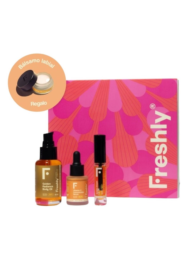 Freshly Golden Radiance Body Oil 50mL + Vitamin C Serum 15mL + Lip Oil 5mL - Image 1