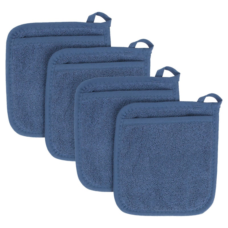 Ritz Terry Pocket Mitt & Hot Pad: Unparalleled Heat Resistant  Durable 100% Cotton - Ergonomically Designed for Optimal Grip - Easy-Care Machine Washable  Perfect for Your Kitchen - Federal Blue  4-Pk - Image 2