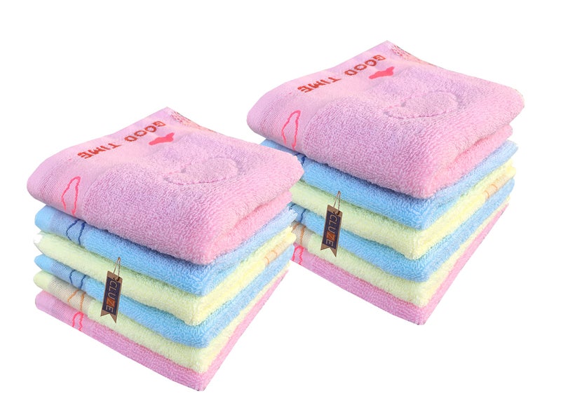 CLUZE Cotton Small Size Handkerchief/Rumal - 400 GSM Face Towels for Women's, Kids and Newborn Babies- (25x25 cm) - Multicolor (12) - Image 1