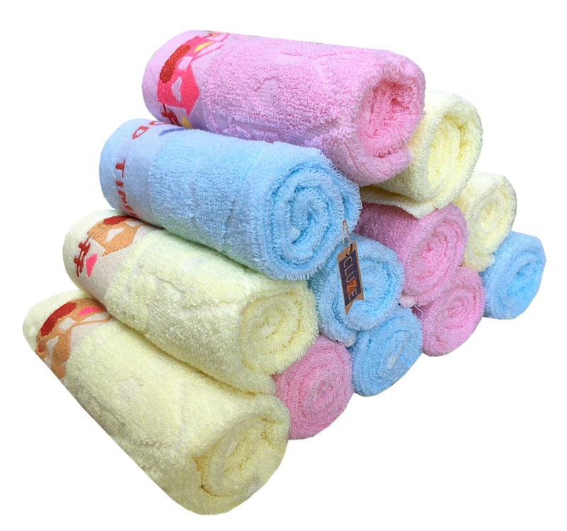 CLUZE Cotton Small Size Handkerchief/Rumal - 400 GSM Face Towels for Women's, Kids and Newborn Babies- (25x25 cm) - Multicolor (12) - Image 4