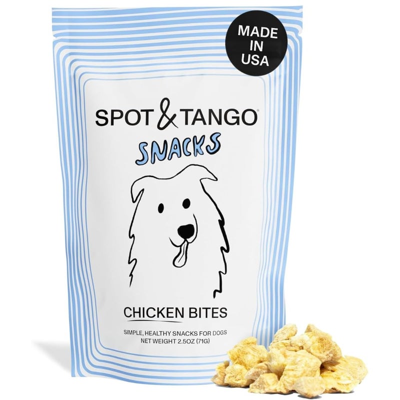 Spot & Tango Chicken Bites Dog Treats - Single Ingredient, 100% Chicken Breast - Freeze-Dried Treats - Grain & Gluten-Free - USA-Made - for Small, Medium, and Large Dogs - Image 1