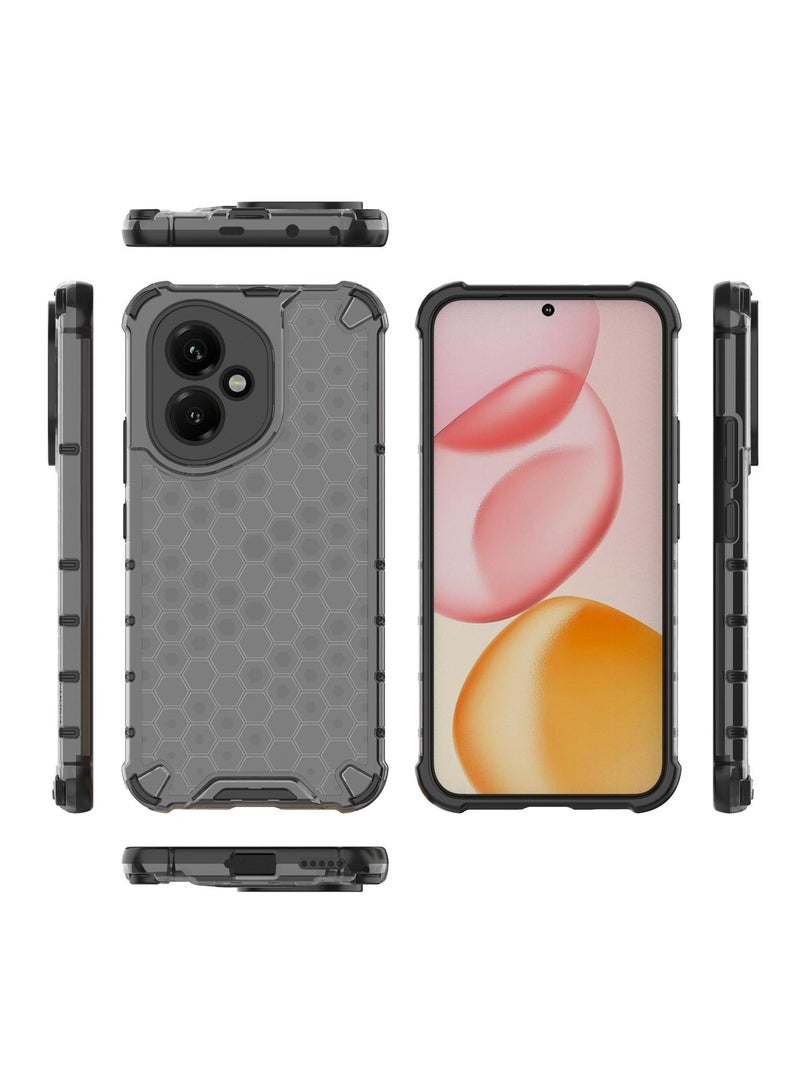 جراب حماية بتصميم خلية النحل، مقاوم للصدمات مع حماية للكاميرا متوافق معHonor 400 (رمادي & اسود ) - Image 2