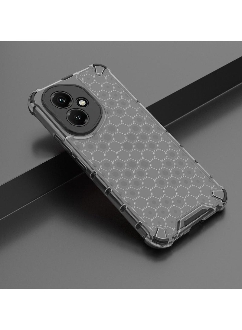 جراب حماية بتصميم خلية النحل، مقاوم للصدمات مع حماية للكاميرا متوافق معHonor 400 (رمادي & اسود ) - Image 4