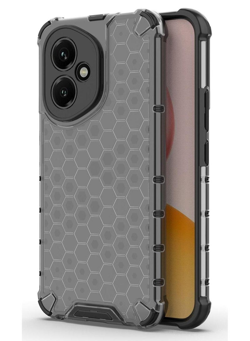 جراب حماية بتصميم خلية النحل، مقاوم للصدمات مع حماية للكاميرا متوافق معHonor 400 (رمادي & اسود ) - Image 1