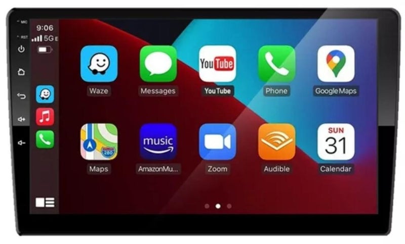 RAYMOS 9 Inch Android Screen For Car 4GB RAM 32 GB Memory Support Apple Carplay Android Auto Wireless QLED Touch Screen SIM Card Support Built In Bluetooth USB Radio WiFi  Night Vision Camera Included - Image 1