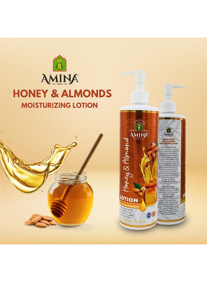 Amina Honey & Almond Moisturizing Body Lotion, 500ml, With Jojoba Oil and Shea Butter - Image 2