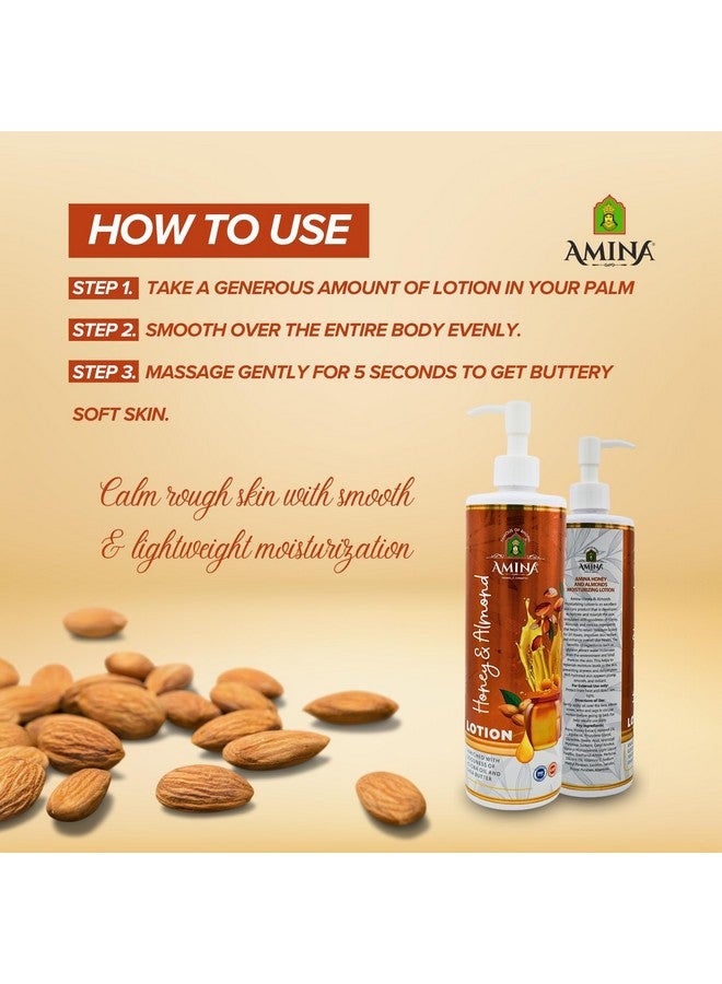 Amina Honey & Almond Moisturizing Body Lotion, 500ml, With Jojoba Oil and Shea Butter - Image 3