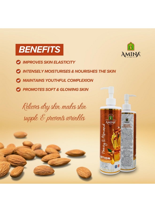 Amina Honey & Almond Moisturizing Body Lotion, 500ml, With Jojoba Oil and Shea Butter - Image 4