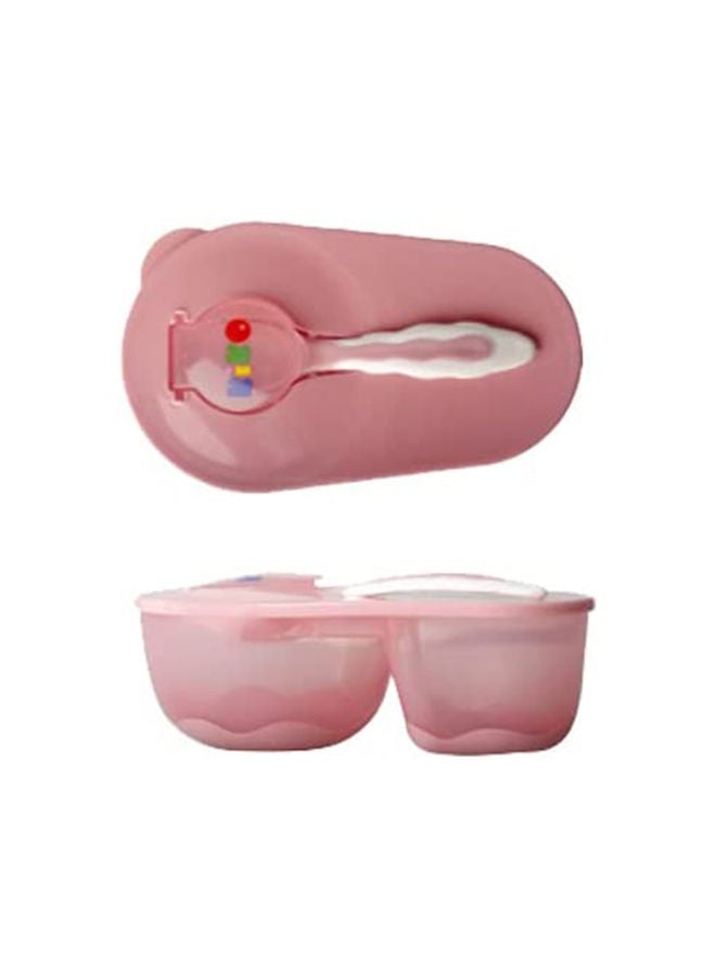Kiko Divided Feeding Bowl With Spoon  Set   ( 4 M+)-Pink - Image 1