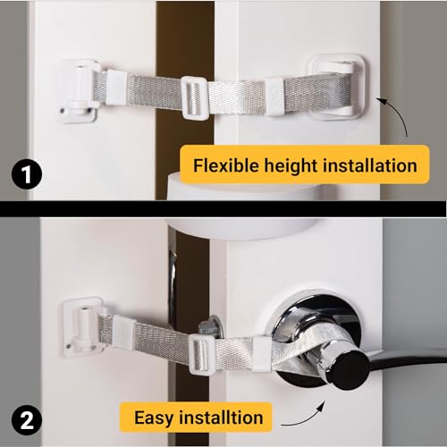 SVD.PET (2-Pack) Upgraded Cat Door Latch & Stopper, Door Strap for Cats, A Simpler Pet Gate Solution to Dog Proof Your Home & Keep Dogs and Kids Out of Litter Box & Cat Feeder. (White) - Image 3