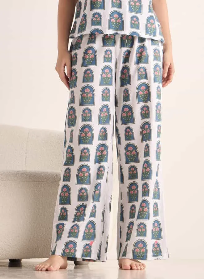 Splash FAV Printed Ruffle Sleeves Top and Pyjama Set