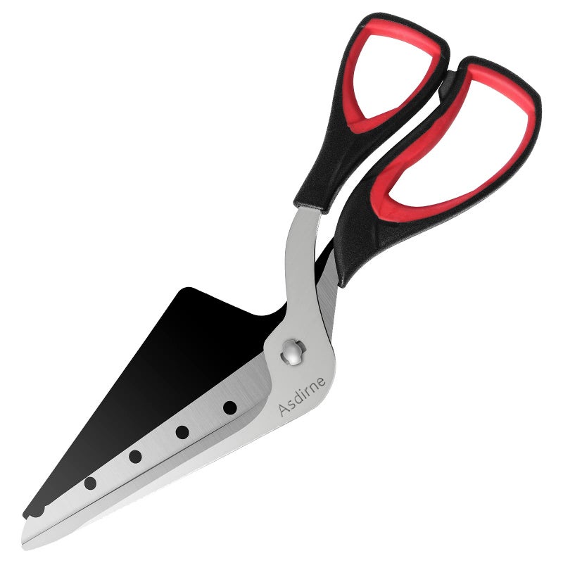 Asdirne Pizza Scissors Pizza Cutter Ultra Sharp Detachable Blade with a Tray Ergonomic Soft TPR Grip 103Inch BlackRed