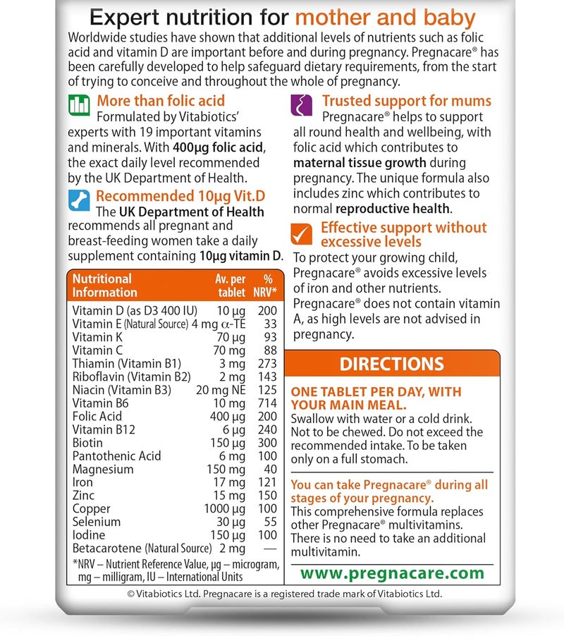 Pregnacare Original - 90 Tablets - Made in UK - Image 2