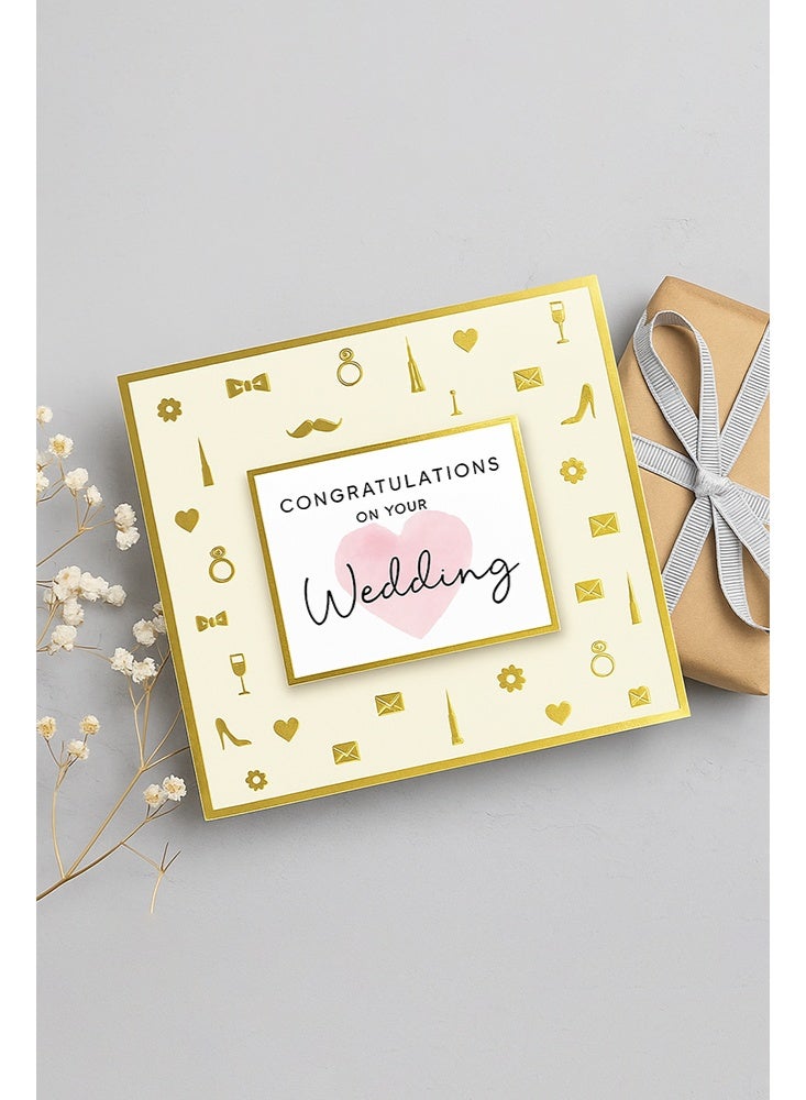 Share the Love Congratulations on Your Wedding Foil Greeting Card – Elegant Luxury Card with Shiny Foil Design, Perfect for Newlyweds, Engagements & Special Occasions - Image 1
