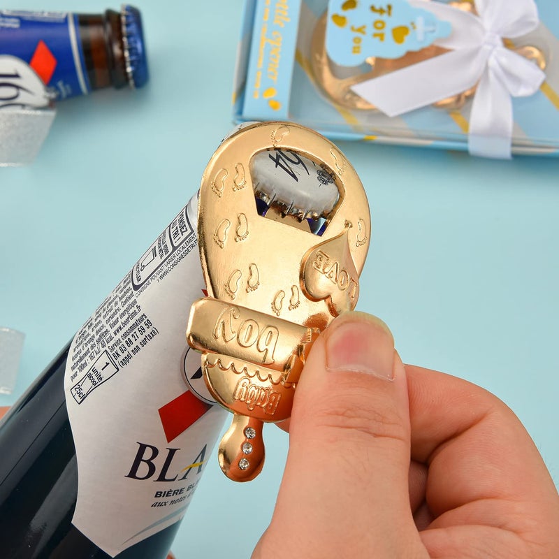 Qonmpcvu 24 PCS Baby Bottle Opener Favors Baby Boy Shower Party Favors Baby Boy Shower Gifts Decorations Souvenirs for Guest (Blue, 24)  - Image 3