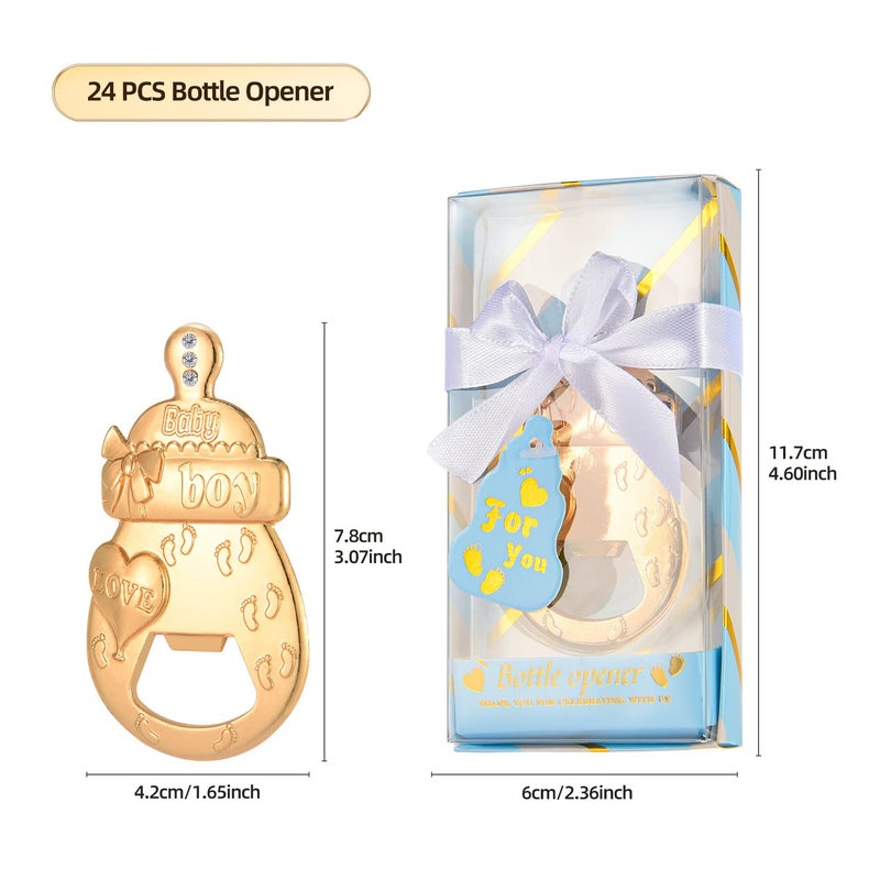 Qonmpcvu 24 PCS Baby Bottle Opener Favors Baby Boy Shower Party Favors Baby Boy Shower Gifts Decorations Souvenirs for Guest (Blue, 24)  - Image 4