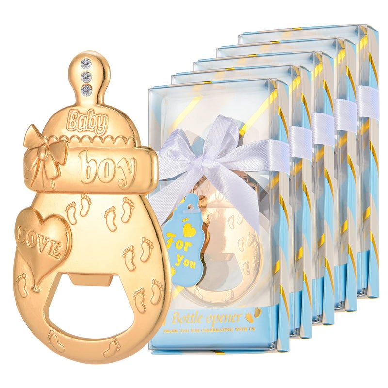 Qonmpcvu 24 PCS Baby Bottle Opener Favors Baby Boy Shower Party Favors Baby Boy Shower Gifts Decorations Souvenirs for Guest (Blue, 24)  - Image 1