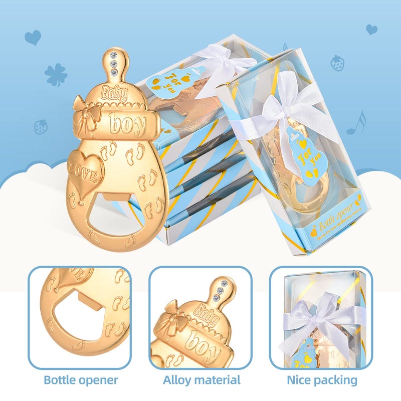 Qonmpcvu 24 PCS Baby Bottle Opener Favors Baby Boy Shower Party Favors Baby Boy Shower Gifts Decorations Souvenirs for Guest (Blue, 24)  - Image 5