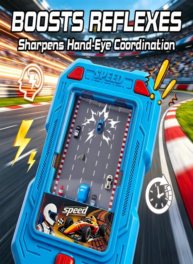 Ninigai Portable Handheld Racing Car Game - Dual Player Mode Interactive Racing Toy with Realistic Steering Wheel, Ideal Family Bonding Activity & Educational Gift for Kids Ages 6-12 (Blue) - Image 2