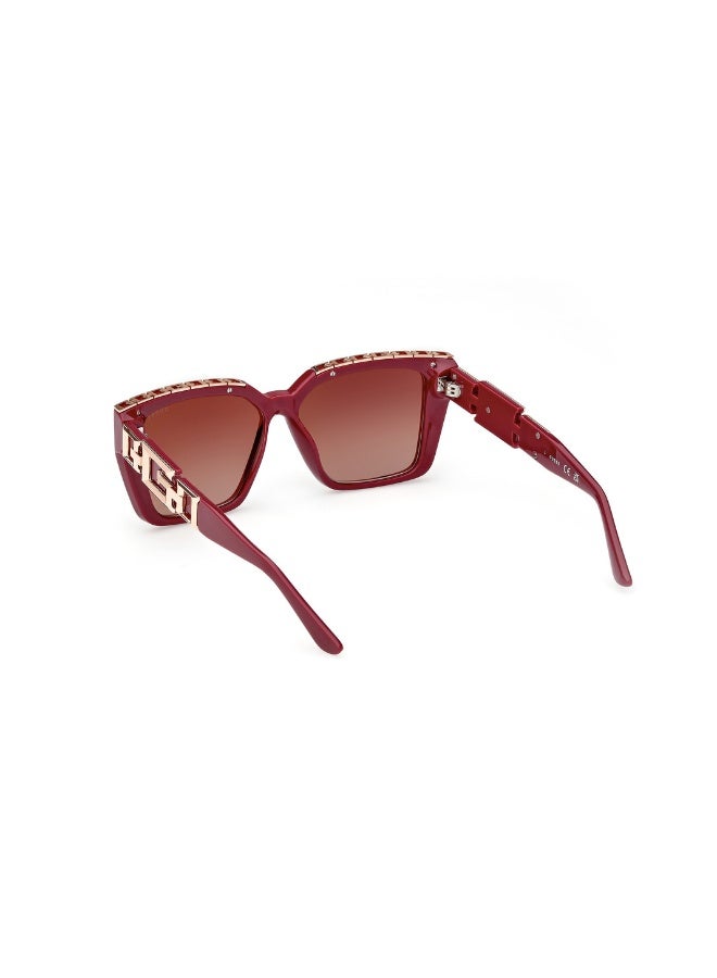 GUESS نظارات شمسية مربعة حقن Gu7915 للنساء مقاس 55، بوردي لامع - Image 3