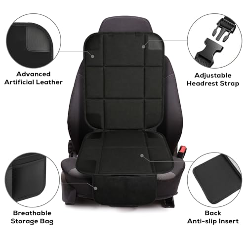 VLM Car Seat Protector for Child Baby Car Seat,600D Waterproof Car Seat Cover with Thick Padding, Non-Slip Backing and Mesh Storage Pockets - Image 3