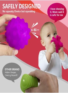ROHSCE Montessori Toys for Babies 3 Months+, Baby Balls 3 to 12 Month for Babies & Toddlers 3M+, Textured Multi Ball Set Colorful & Soft Squeezy Sensory Toys. Stress Relief Balls for Infant (4 Pack)  - Image 3