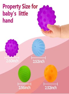 ROHSCE Montessori Toys for Babies 3 Months+, Baby Balls 3 to 12 Month for Babies & Toddlers 3M+, Textured Multi Ball Set Colorful & Soft Squeezy Sensory Toys. Stress Relief Balls for Infant (4 Pack)  - Image 5