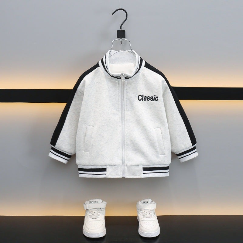 Boys' Collar Baseball Suit Coat 2025 Spring New Children'S Handsome Sports Casual Jacket Children'S Top - Image 1