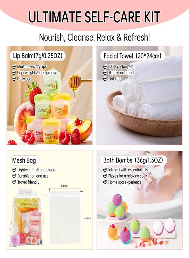 CHANGARLOAD 35 Pcs Spa Party Supplies for 5 - Spa Gifts for Women, Girls & Kids | Spa Set with Eye & Face Masks, Lip Balm, Hand Cream, Bath Bombs, Towels & Gift Bags | Spa Kit for Birthdays, Sleepovers, Spa Days - Image 3