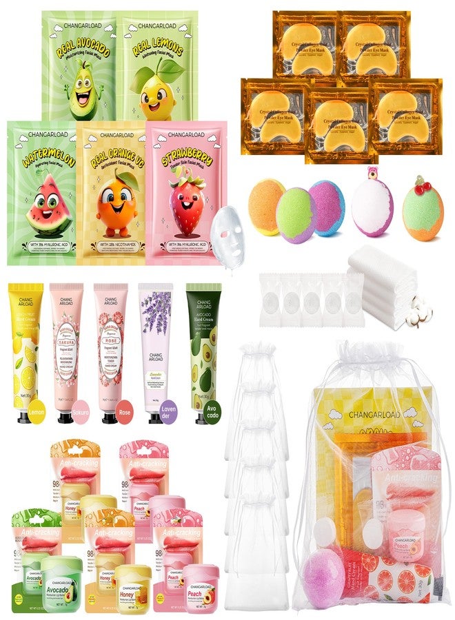CHANGARLOAD 35 Pcs Spa Party Supplies for 5 - Spa Gifts for Women, Girls & Kids | Spa Set with Eye & Face Masks, Lip Balm, Hand Cream, Bath Bombs, Towels & Gift Bags | Spa Kit for Birthdays, Sleepovers, Spa Days - Image 1