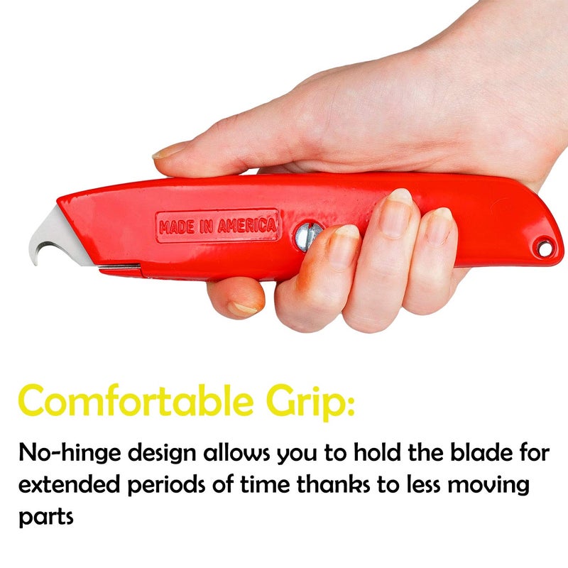 WEUPE Hook Blade Utility Knife with 5 Utility Hook Blades, Carpet Knife, Shingle Cutter Roofing Knife, Made in USA - Image 2